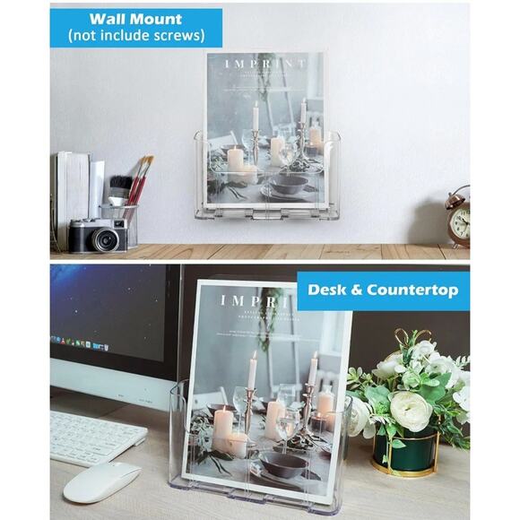 Acrylic Brochure Holder 8.5 x 11 inch, Plastic Clear Literature Holders Rack 4pk - Picture 3 of 5